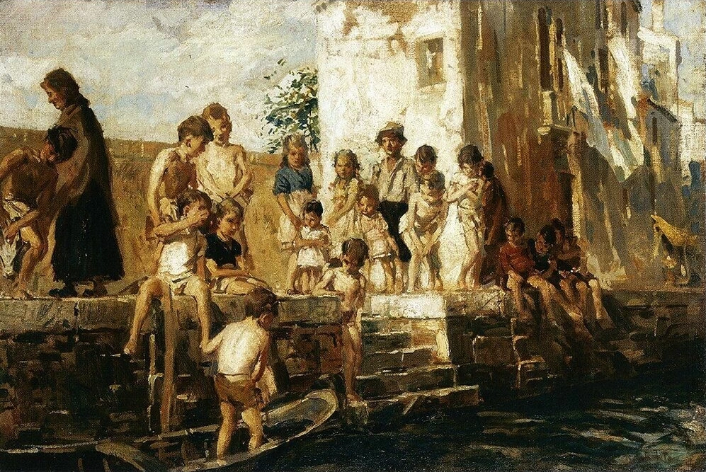 175-Ettore Tito-Pomeriggio sul canale a Venezia  